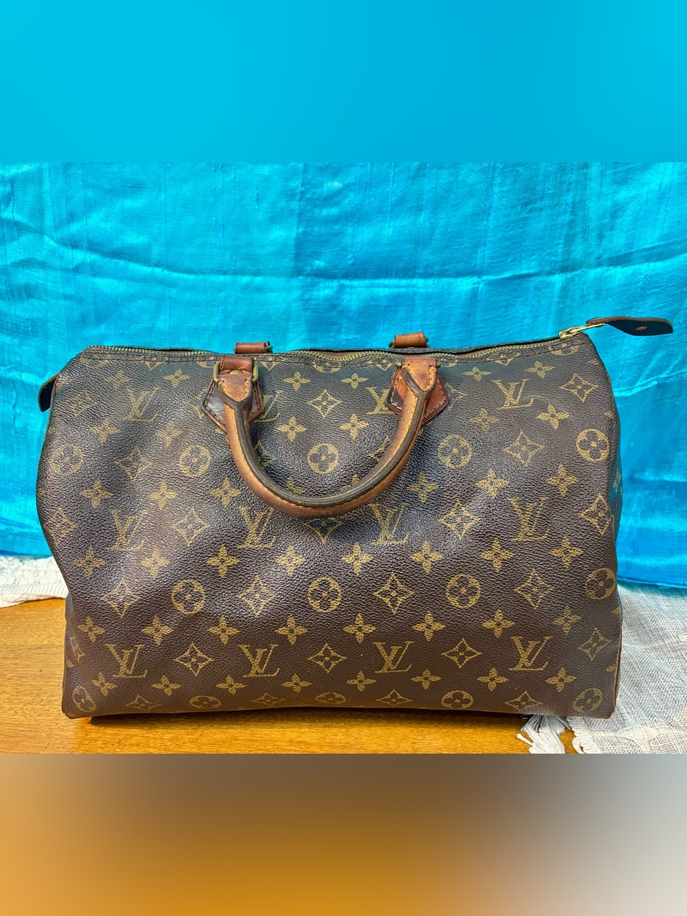 VINTAGE Louis Vuitton Brown Monogram Canvas Speedy 35 Handbag purse